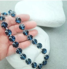 Montana Crystal Tennis Necklace Anna Wintour Style – Rivoli Blue Collet for Gift