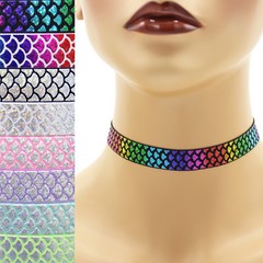 Metallic Scales Elastic Choker 5/8″ Custom necklace mermaid dragon snake stretch