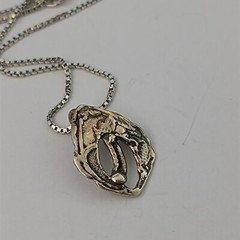 Sterling Silver Dainty Necklace Abstract Art Nouveau Inspired Pendant Small VTG