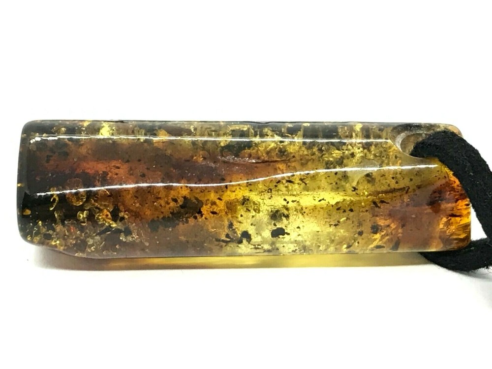 AMBER PENDANT Gift Barrel Cylinder Cord Unisex Baltic Unique Jewelry 5,9g 14380