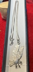 Vintage NAI Sterling Silver 925 Diamond Cut Bald Eagle Pendant by J&M Rosetta