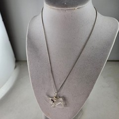 Sterling Silver Glass Pendant Artisan made & Sterling 18 in Chain [8793]