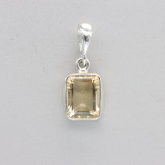 925 Sterling Silver Faceted Square / Rectangle Yellow Natural Citrine Pendant 18
