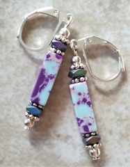 IMPERIAL JASPER purple turquoise earring SP LEVERBACK handcrafted XGE