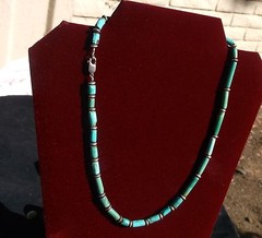 Traditional Turquoise Necklace Sterling Silver Clasp & Beads 22 Grams or .8 Oz