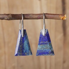Lapis Lazuli Crystal Gemstone Healing Earrings Reiki Energy Protection Gifts