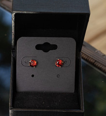 6mm Natural Garnet Stud Earrings. 925 Sterling Silver. Handcrafted. (37).