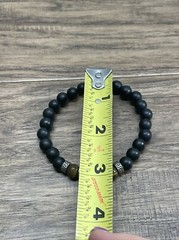 Handmade Floral Black Beaded Bracelet Elastic Band KG JD