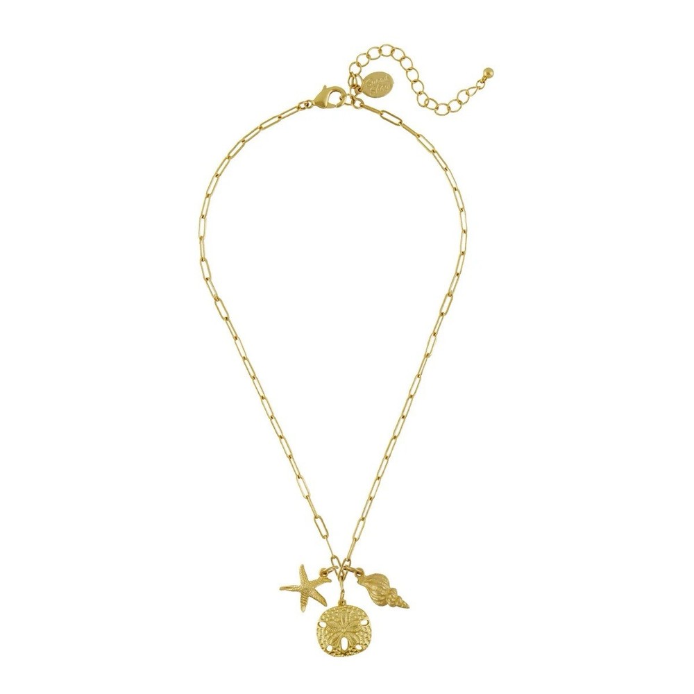 Susan Shaw Sand & Sea Paperclip Trio Necklace 24kt TGP 16″ $98 3602G MSRP New!