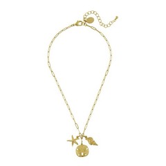 Susan Shaw Sand & Sea Paperclip Trio Necklace 24kt TGP 16″ $98 3602G MSRP New!