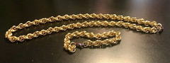 Brass Rope Necklace and Bracelet Set Handmade 19.5” Necklace 7.75” Bracelet
