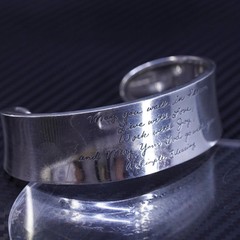 6.75”, vintage BB Becker sterling silver 925 cuff quote “May you walk in peace