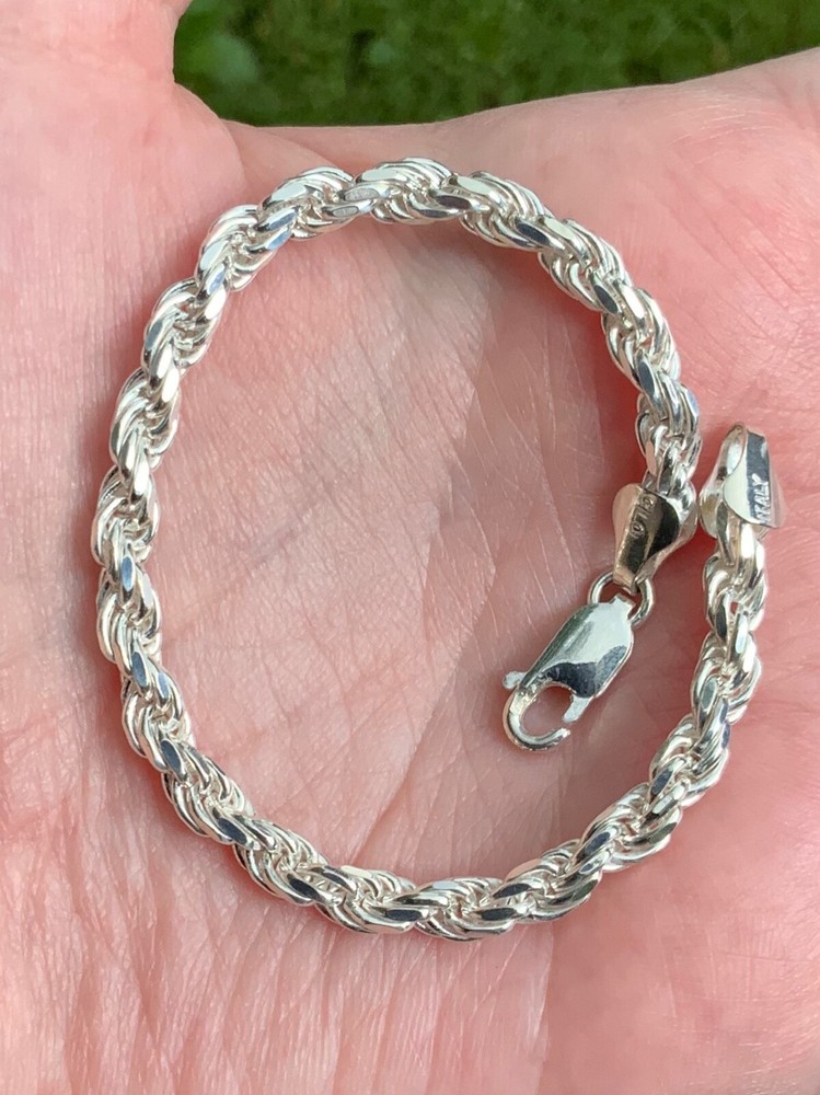 4 mm Sterling Silver Rope Bracelet 7” Artisan Handcrafted 12.5 Grams