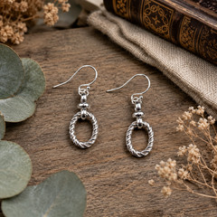 Stainless Steel Twisted Oval Earrings on Solid 925 Sterling Silver Ear Wires