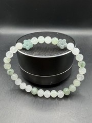 Ice Jade Beaded Energy Bracelet with Blue Water Jade Flower-Shaped Charm