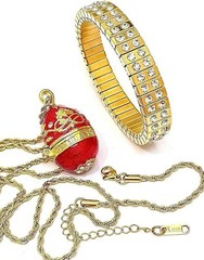 Russian style eggs Bracelet SET Handmade Jewelry Fabergé egg Necklace Bracelet