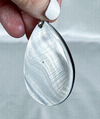 Artisan Blk White MOP Abalone Shell Teardrop Pendant Necklace Earrings Set