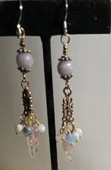 Handcrafted Multicolor Beaded Leaf Dangle/Drop Earrings, FrenchHook earwires