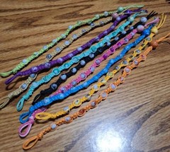 cotton cord bracelet with painted glass beads boho beach summer speckled colors