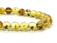 Amber Bracelet INSECT in EVERY BEAD Gift Baltic Round Beads Insects 5,1g 17464