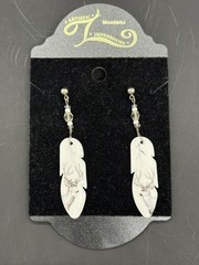 Artistic Montana Impressions Porcelain Kiln Fired Drop Earrings Elk Antler Mount