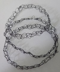 Hand Crocheted Black Wire Bracelet 1/2″ Wide Set of 3 Handmade Jewelry W014
