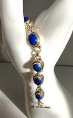 Lapis Lazuli Link Bracelet ~ Marked 925 ~ Mexico (?) ~ 7.25″ x 24mm ~ Wt. 2.65g