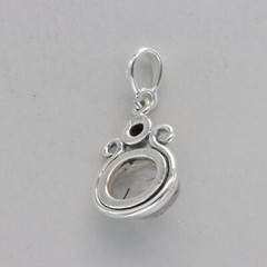 Oval RUTILATED QUARTZ and Black Onyx Pendant – 925 STERLING SILVER #6e