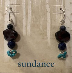 NWT Sundance Catalog Garnet Sapphire Lapis “Victory Lapis Earrings”
