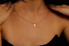 Minimalist Bar Initial Necklace – Tiny Charm with Snake Chain & Cut Out Tag – Pe
