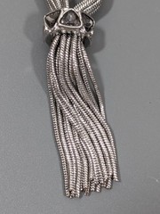 Talbots Silver Tone Chain Tassel Gray Rhinestone Long Necklace Chic 34 in