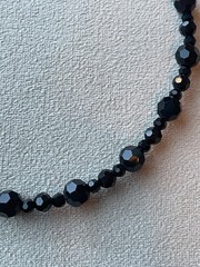 BLACK FACETED Glass Multi Shape Beads Unisex Necklace 18” Handcrafted