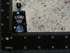 Southwest Kachina Night Sky Micro Inlay Gemstone Sterling Silver 925 Pendant E77