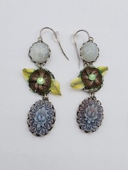 Sterling Silver 925 Fabric Crystal Quartz Dangle Drop Earrings
