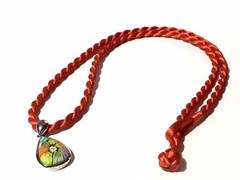Alan K. Murano Glass Millefiori Sterling Silver 925 Pendant On Red Rope Necklace
