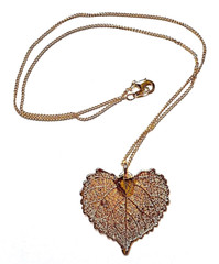 Necklace – 24K Gold Dipped Cottonwood Leaf Pendant 1.25″, Real Leaf, Chain 18″